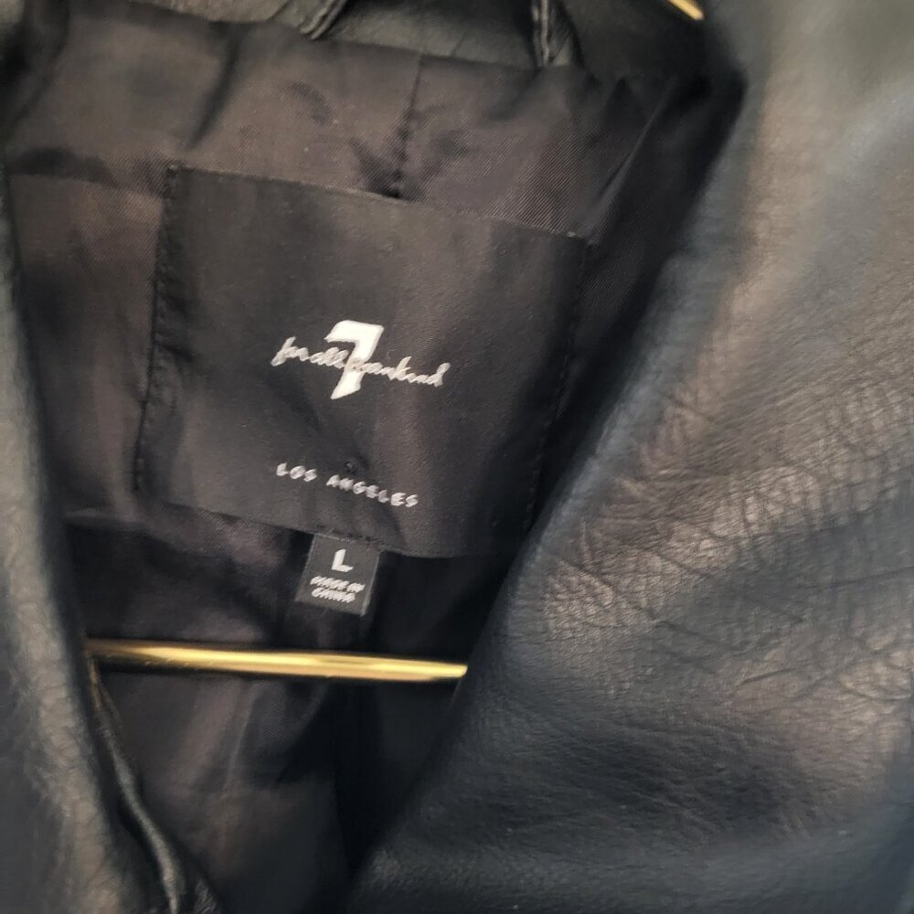 7 For All Mankind Black Leather Jacket - Picture 2 of 5